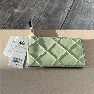 Tory Burch Mint Quilted Card Holder